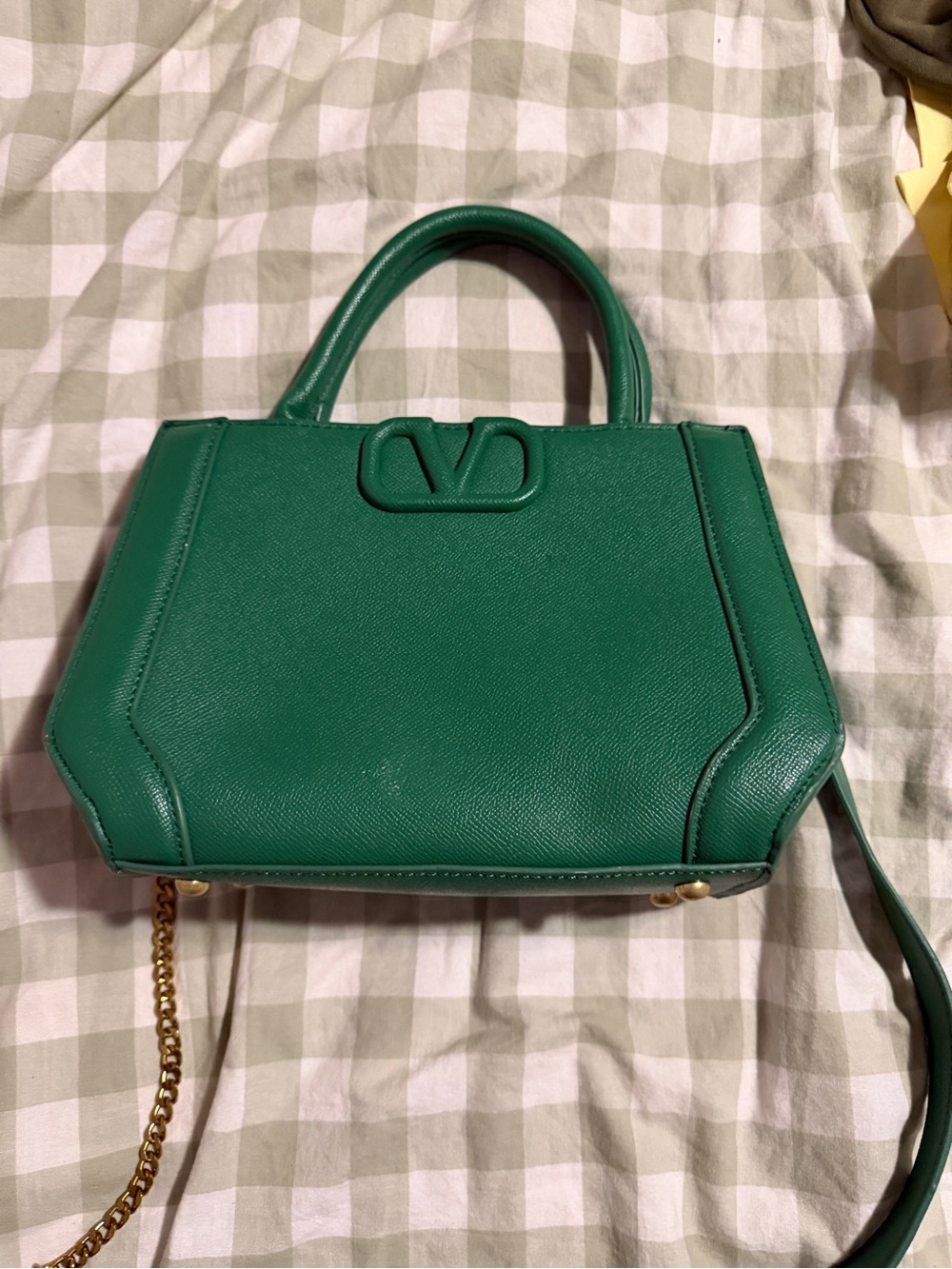 Luxury inspired  Green Leather Top-Handle Bag